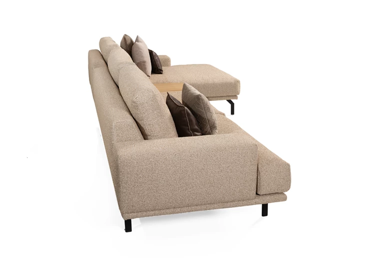 Zijkant Zetel Matisse met longchair en tussenkast stof Cartel Living