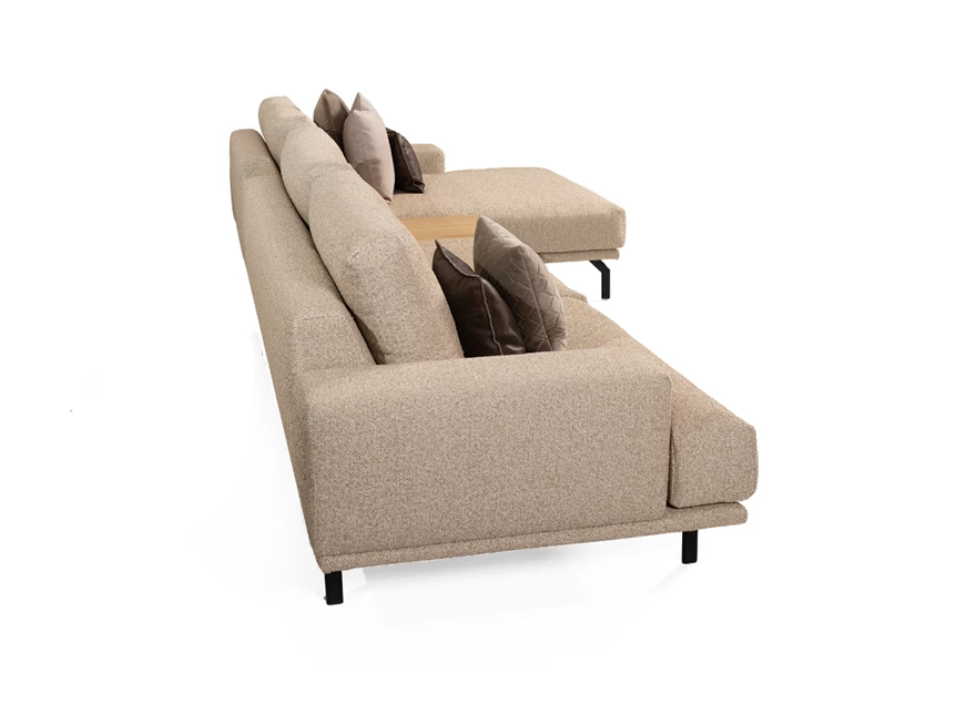 Zijkant Zetel Matisse met longchair en tussenkast stof Cartel Living