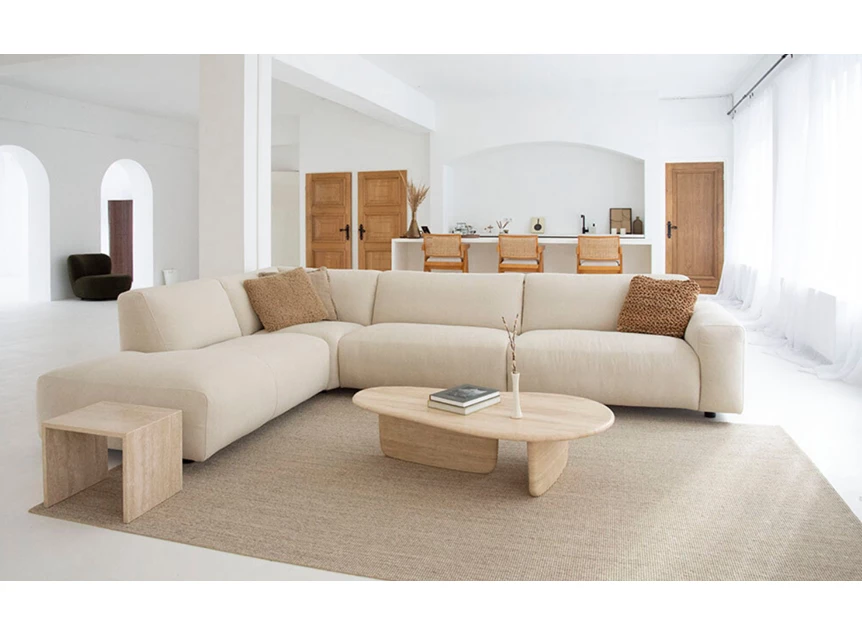 Hoeksalon Bergerac stof beige Het Anker