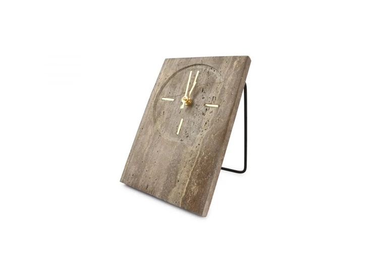 Zone Travertijn tafelklok- 16xh23,5cm- grijs