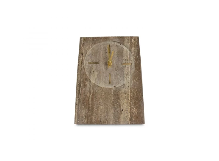 Zone Travertijn tafelklok- 16xh23,5cm- grijs- vooraanzicht