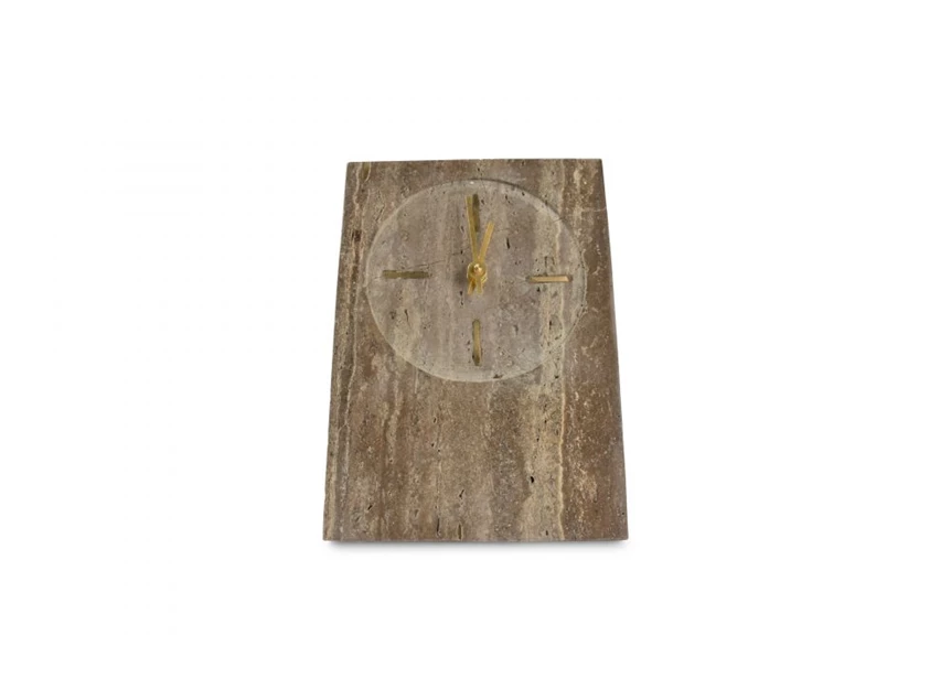 Zone Travertijn tafelklok- 16xh23,5cm- grijs- vooraanzicht