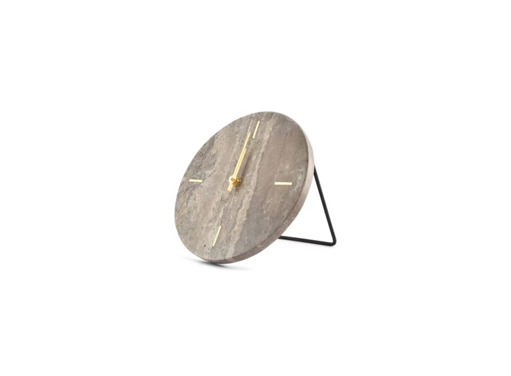 Zone travertijn tafelklok- Ø20cm- grijs