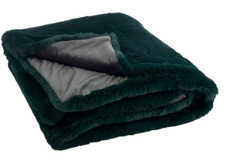 76880 J-line Jolipa plaid cutie donkergroen 130x180cm binnenkant open geplooid detail