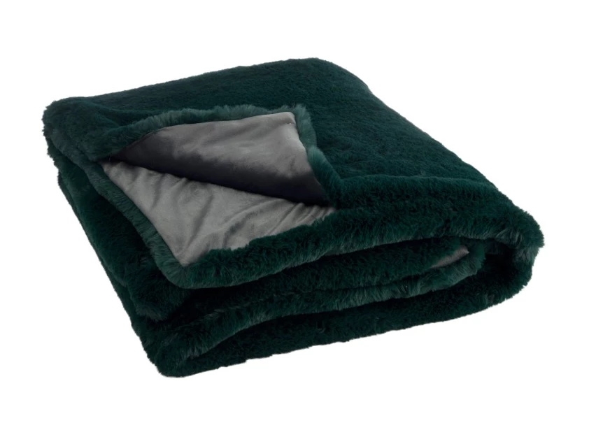 76880 J-line Jolipa plaid cutie donkergroen 130x180cm binnenkant open geplooid detail