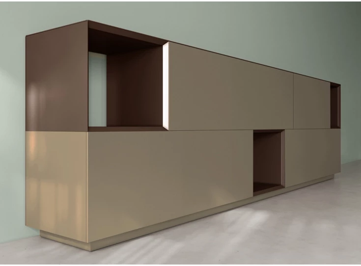 Zijkant Dressoir Capri opstelling 3064 goud Coesel