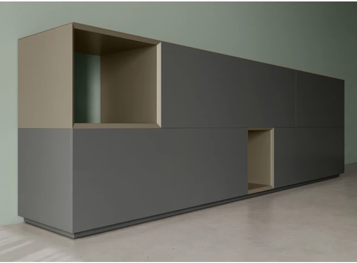 Zijkant Dressoir Capri opstelling 2757 matte lak antraciet Coesel