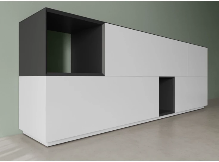 Zijkant Dressoir Capri opstelling 2450 matte lak wit Coesel