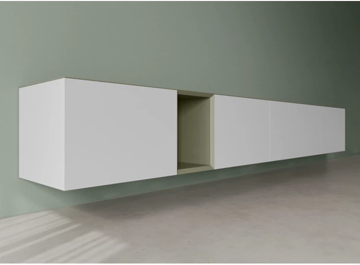 Zijkant Tv-kast Capri opstelling 976 matte lak wit Coesel