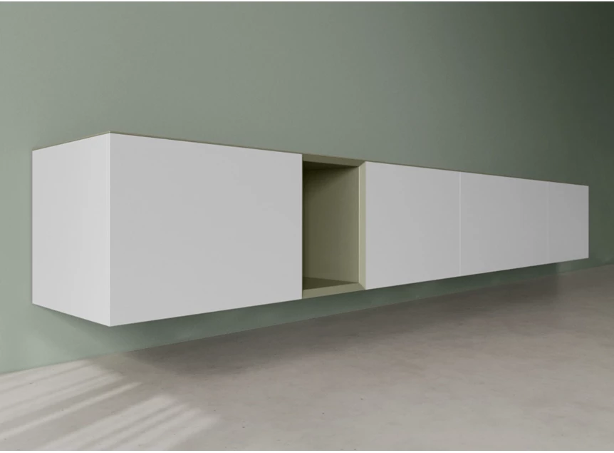 Zijkant Tv-kast Capri opstelling 976 matte lak wit Coesel