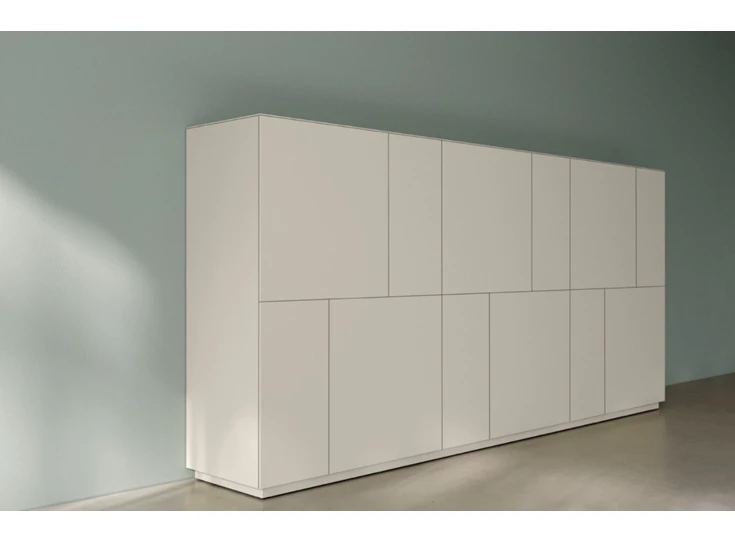 Zijkant Barkast Capri opstelling 840 matte lak beige Coesel