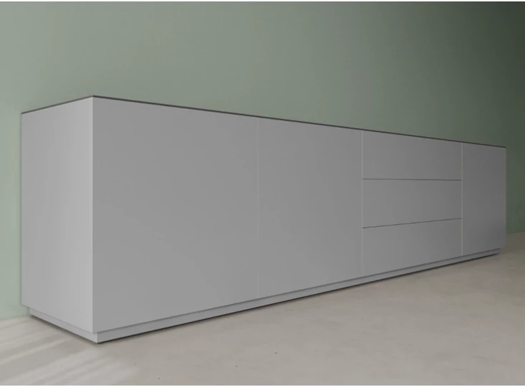 Zijkant Dressoir Capri opstelling 740 matte lak grijs Coesel