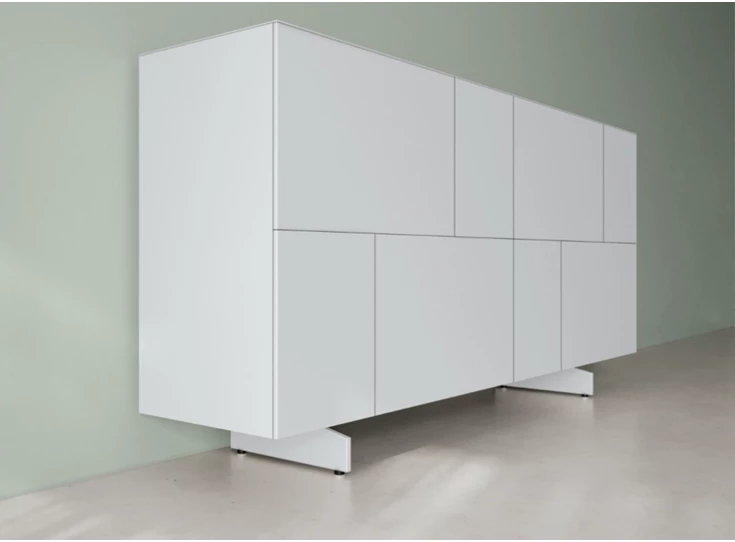 Zijkant Dressoir Capri opstelling 540 matte lak lichtgrijs Coesel