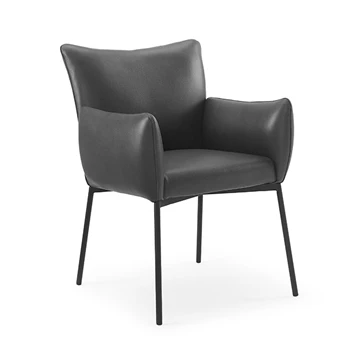Armstoel Ancona in leder Antracite schuin voorkant.jpg