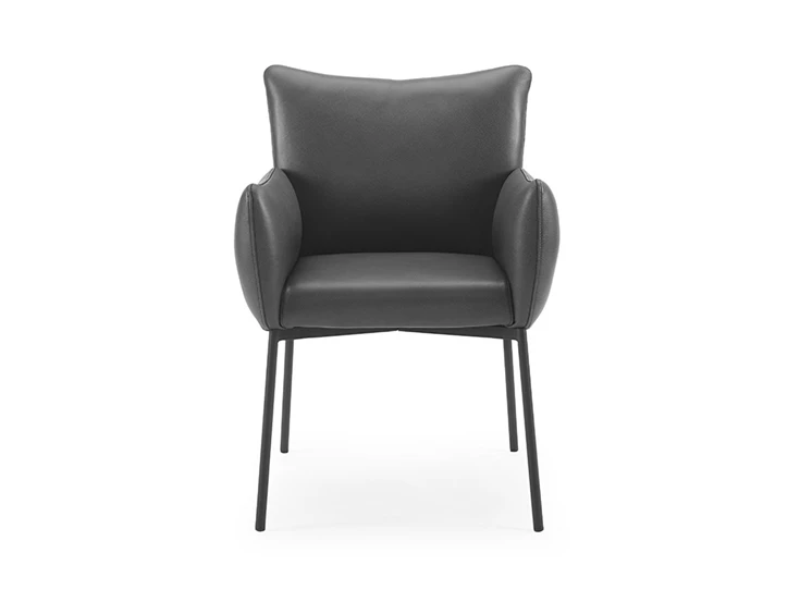 Armstoel Ancona in leder Antracite voorkant.jpg