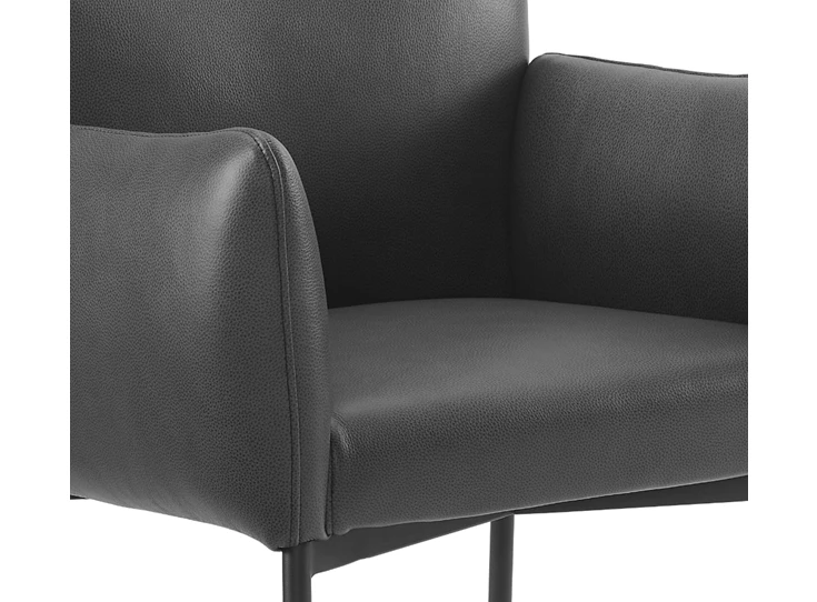 detail Armstoel Ancona in leder Antracite