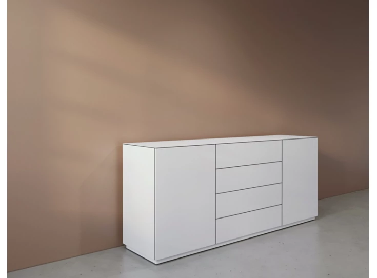 Zijkant Dressoir Cobra Select opstelling 1677 matte lak wit Coesel