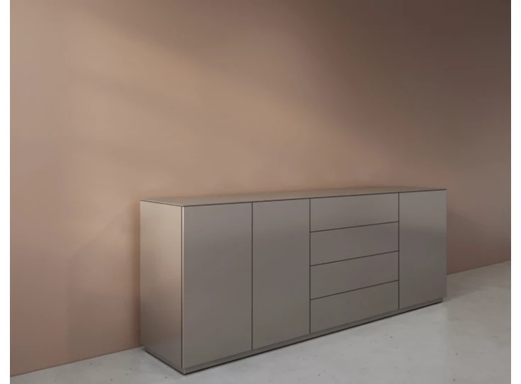 Zijkant Dressoir Cobra Select opstelling 1243 matte lak taupe Coesel