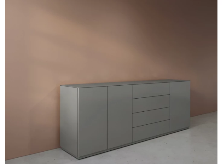 Zijkant Dressoir Cobra Select opstelling 1243 matte lak grijs Coesel