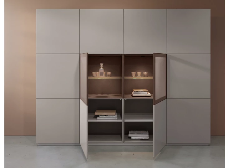 Binnenkant Barkast Cobra Select opstelling 983-GL2 matte lak zand Coesel