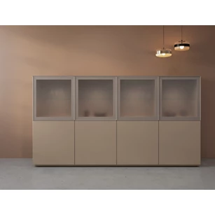 Vitrinekast Cobra Select opstelling 980-GL4 matte lak zand Coesel