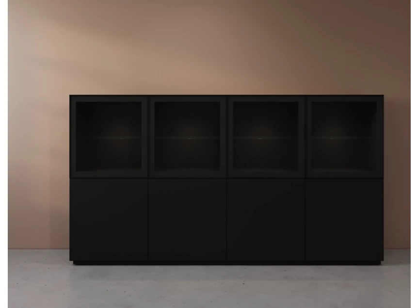 Front Vitrinekast Cobra Select opstelling 980-GL4 matte lak zwart Coesel