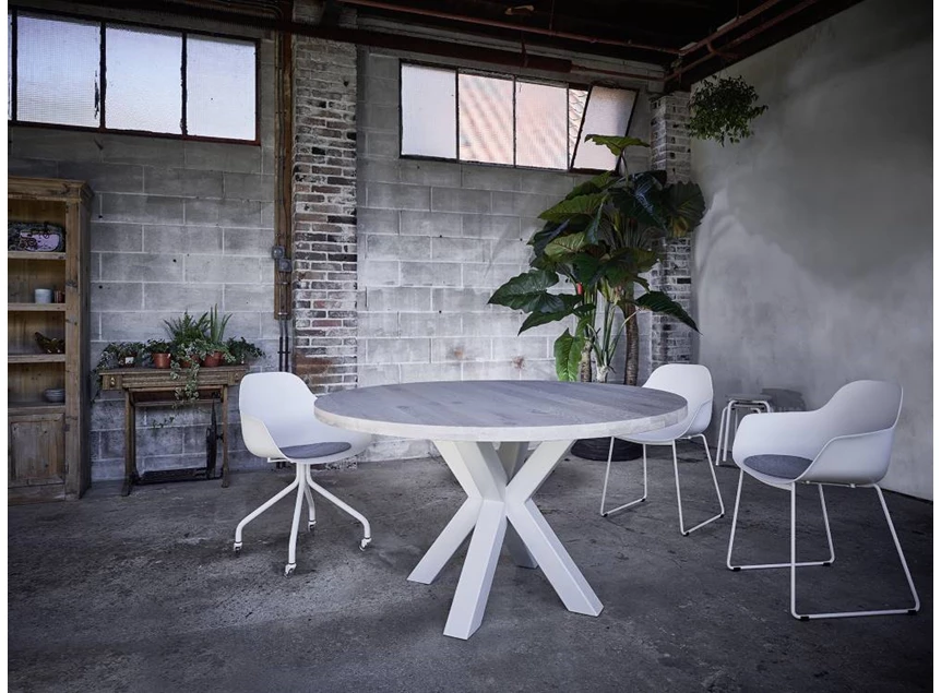 Gadia eettafel xx-poot 2m living rond eik wit