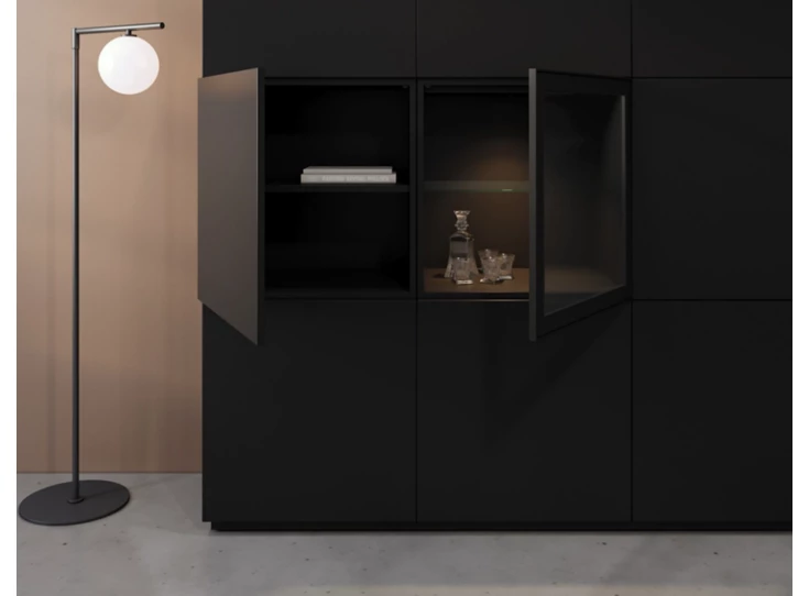 Binnenkant Barkast Cobra Select opstelling 963-GL1 matte lak zwart Coesel