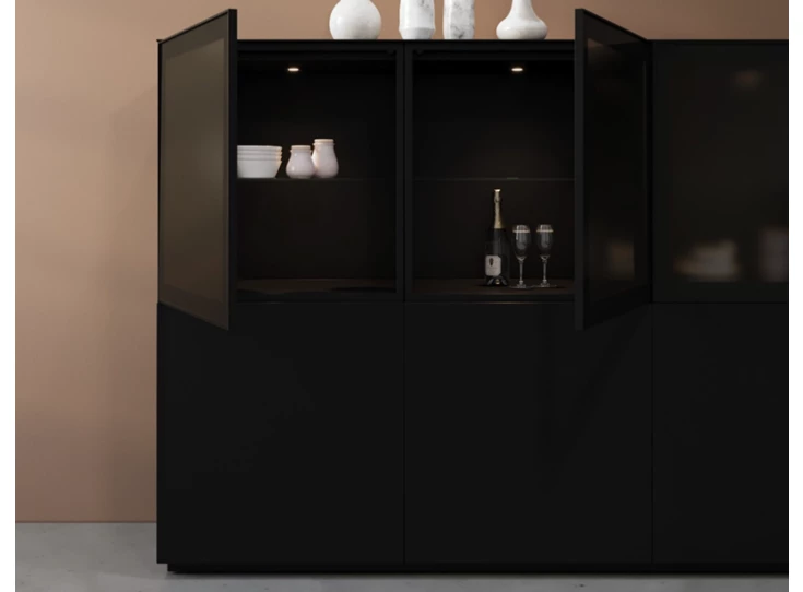 Binnenkant Barkast Cobra Select opstelling 960-GL3 matte lak zwart Coesel