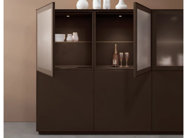 Binnenkant Barkast Cobra Select opstelling 960-GL3 matte lak bruin Coesel