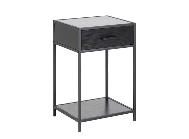 Seaford Nachttafel met lade zwart schuin voor.jpg