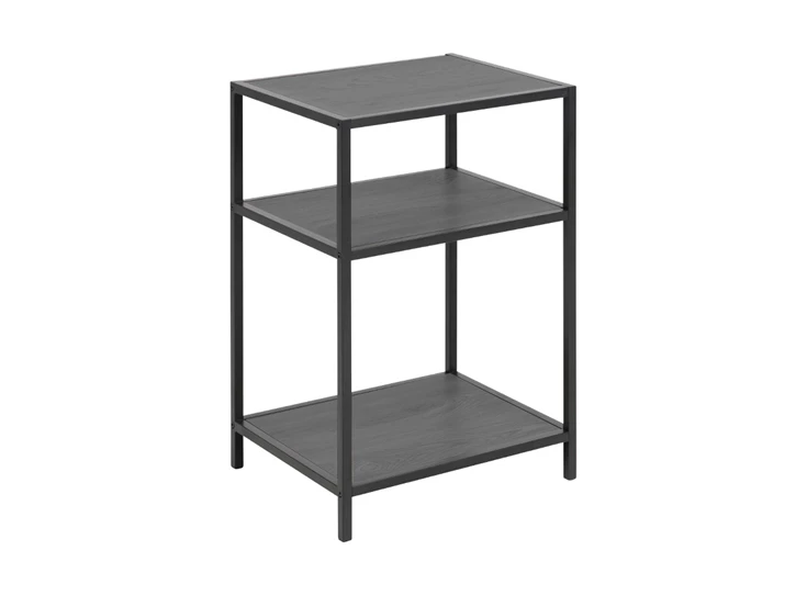 Nachttafel Seaford 2 Legplanken zwart schuin voorkant.jpg