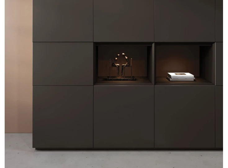 Detail Barkast Cobra Select opstelling 883-open2 matte lak zwart Coesel