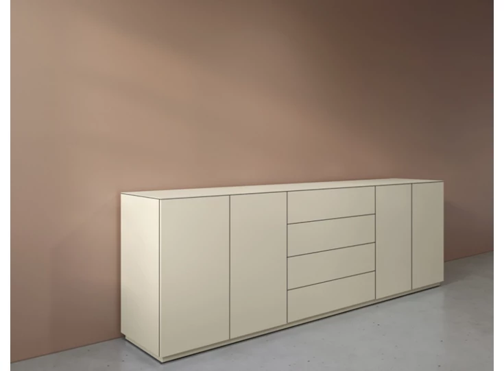 Zijkant Dressoir Cobra Select opstelling 809 matte lak beige Coesel