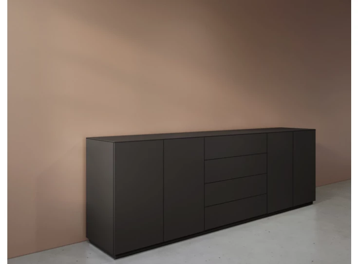 Zijkant Dressoir Cobra Select opstelling 809 matte lak zwart Coesel