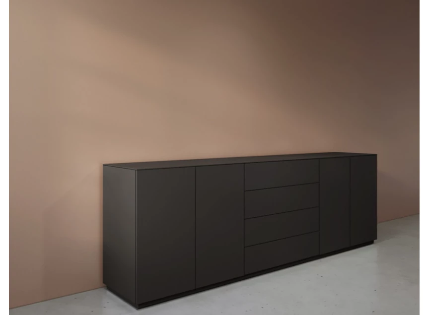 Zijkant Dressoir Cobra Select opstelling 809 matte lak zwart Coesel