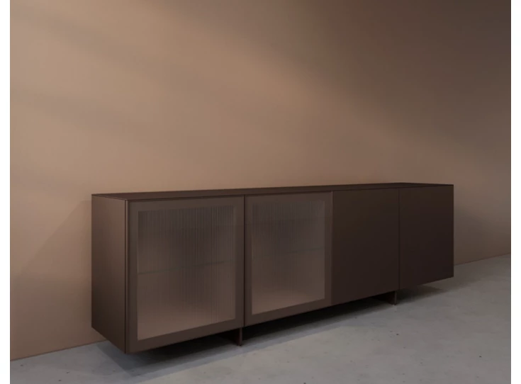 Zijkant Dressoir Cobra Select opstelling 680-GL2 matte lak brons Coesel