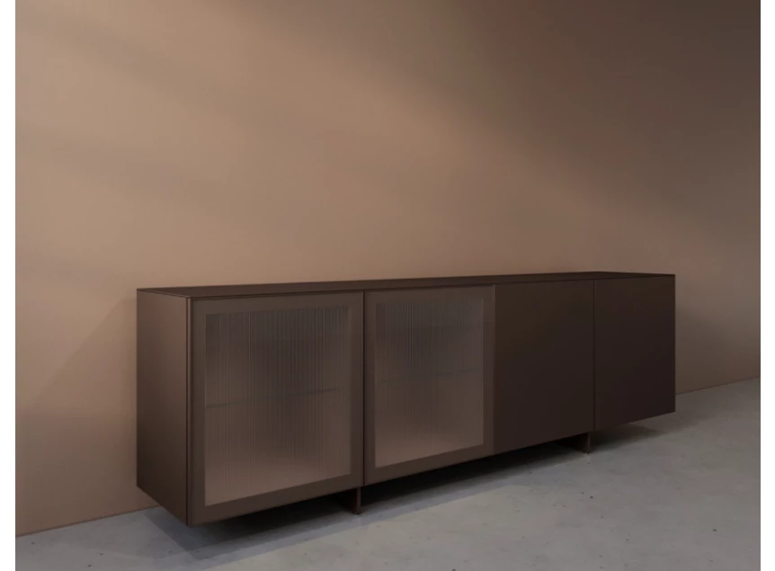 Zijkant Dressoir Cobra Select opstelling 680-GL2 matte lak brons Coesel