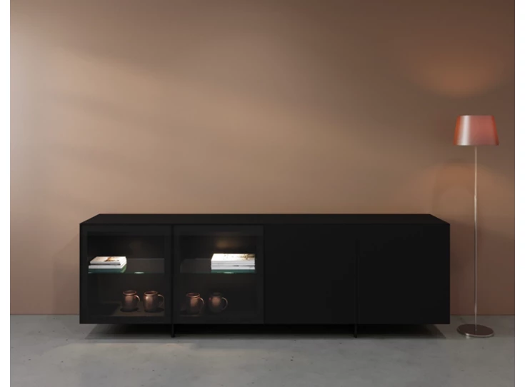 Dressoir Cobra Select opstelling 680-GL2 matte lak zwart Coesel