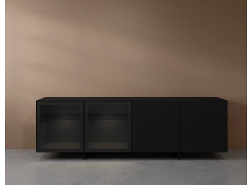 Front Dressoir Cobra Select opstelling 680-GL2 matte lak zwart Coesel