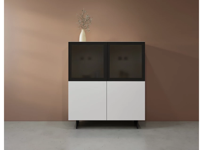 Vitrinekast Cobra Select opstelling 380-GL2 matte lak wit Coesel
