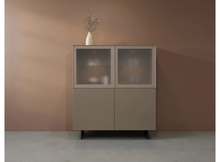 Vitrinekast Cobra Select opstelling 380-GL2 matte lak taupe Coesel