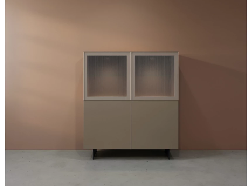 Front Vitrinekast Cobra Select opstelling 380-GL2 matte lak taupe Coesel