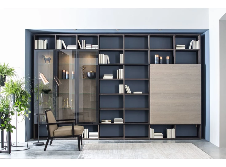 Dicht Wandkast Fokus opstelling 22 schuifdeur matte lak met hout Sudbrock