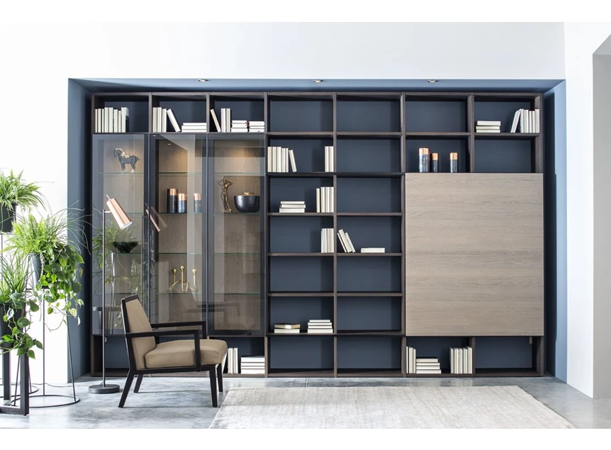 Dicht Wandkast Fokus opstelling 22 schuifdeur matte lak met hout Sudbrock