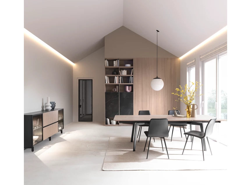 Sfeerfoto Dressoir Cubo opstelling 220 ribfronten hout Sudbrock