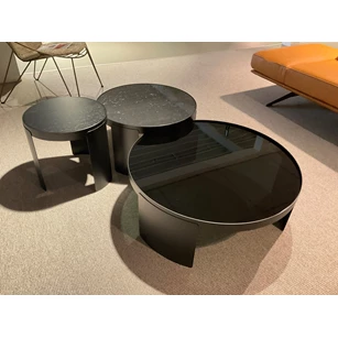 Salontafelset Selena fumé zwart glas marmer marquina black veneer oak WR-inspired