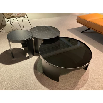 Salontafelset Selena fumé zwart glas marmer marquina black veneer oak WR-inspired