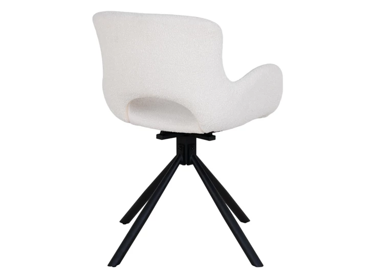 Draaistoel Amorim schuin Bouclé off white en zwarte swivel poot Achterkant