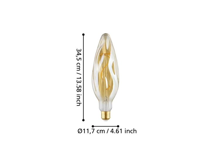 LM-E27-LED CF117 4W AMBER- afmetingen